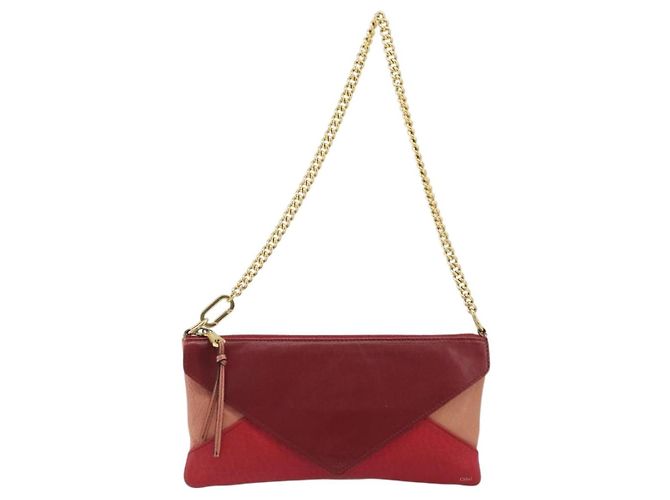 Chloé Chloe Envelope Wallet on Chain Leather Small Red