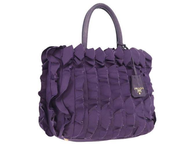 PRADA Borsa a mano in nylon pelle viola oro Auth 173998 D'oro Porpora