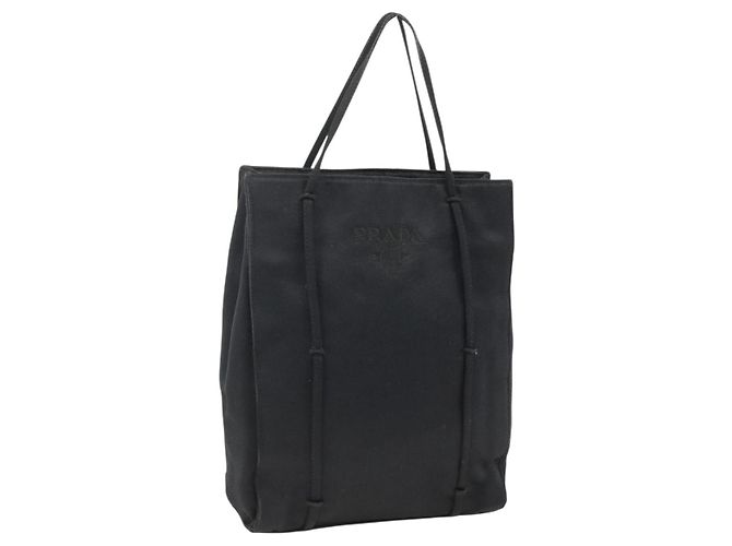 PRADA Sac à main Satin Noir Auth 174000