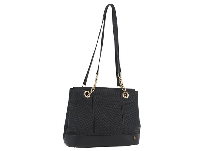 BALLY Borsa a Spalla Trapuntata in Pelle Nera e Oro Auth 160784 Nero D'oro