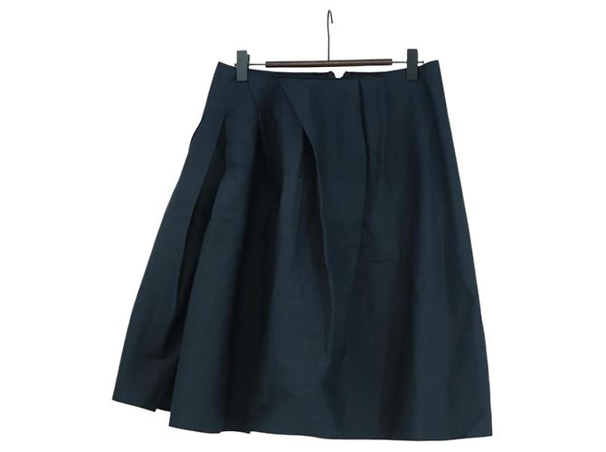 Prada Gonna in cotone blu navy Auth 158568M 