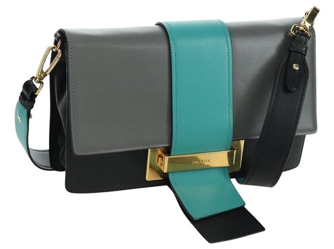 Prada Borsa a Spalla in Pelle Grigia Oro Auth 173314V Marrone D'oro