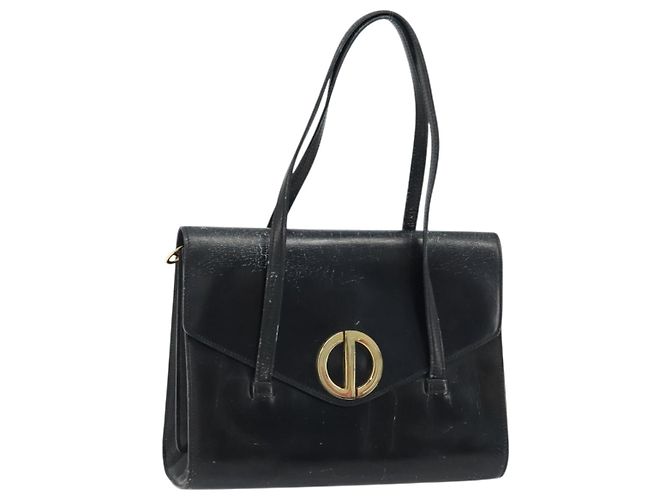Borsa a mano Christian Dior in pelle nera e oro Auth bs33762 Nero D'oro