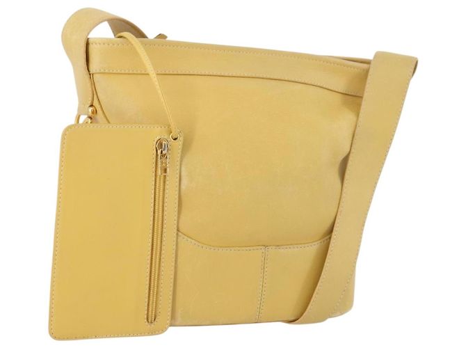 LOEWE Bolsa de Ombro Anagram Couro Amarelo Auth 171658