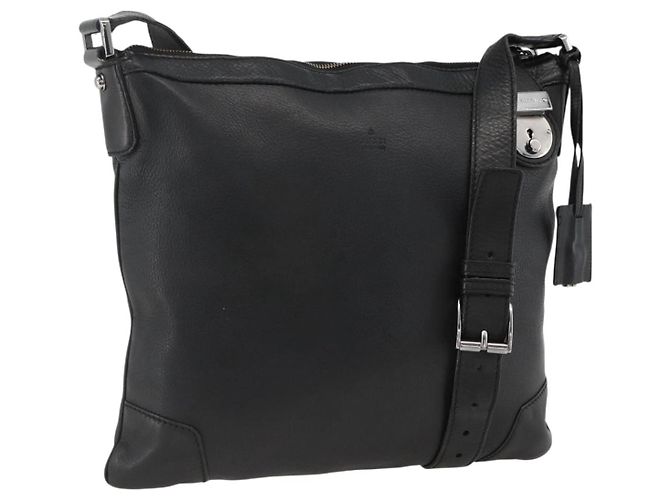 Borsa a Spalla in Pelle Nera e Argento GUCCI 148476 Auth ka2890 Nero