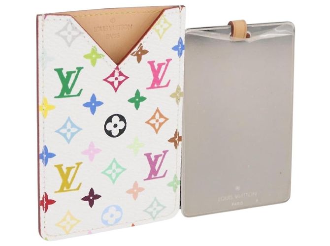 LOUIS VUITTON Monogramm Multicolor Spiegel Etui Weiß M92651 LV Auth LNZ1007V