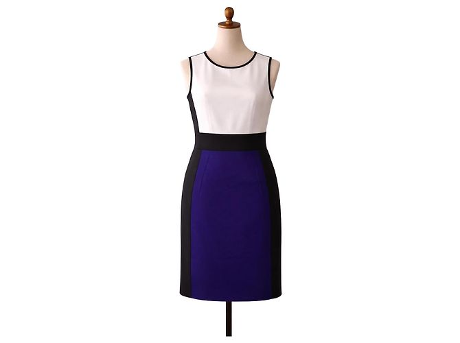 Paule Ka Zwei-teiliger Kleid und Jackenanzug Schwarz Weiß Lila