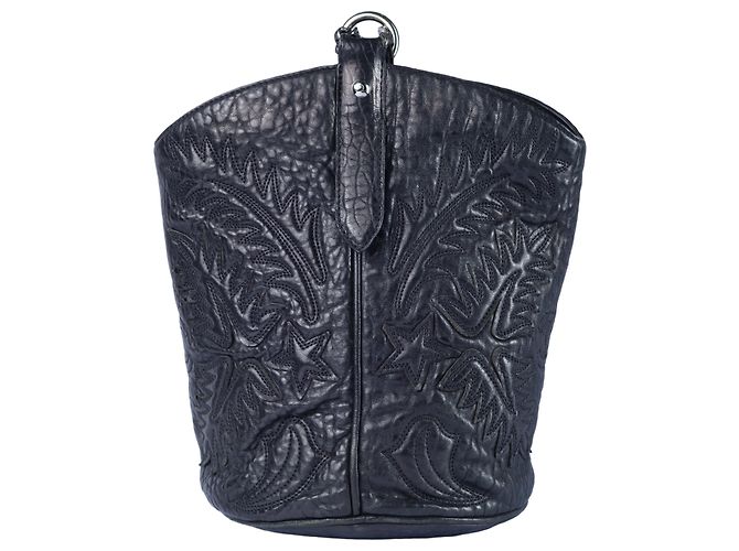 Borsa a secchiello ricamata Western di Chanel Nero