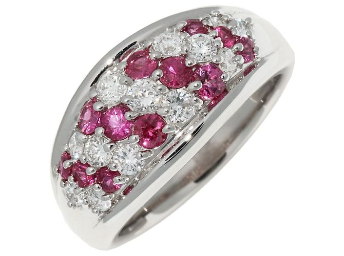 Autre Marque Pt900 0.90ct Ruby 0.50ct Diamond Ring Red