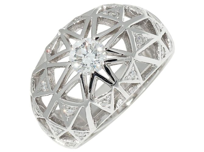 Autre Marque Pt900 Diamantring Silber
