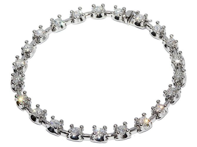 Autre Marque Pulsera de diamantes Pt850 Plata