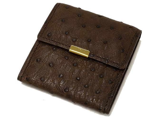 Autre Marque Portamonete in struzzo marrone