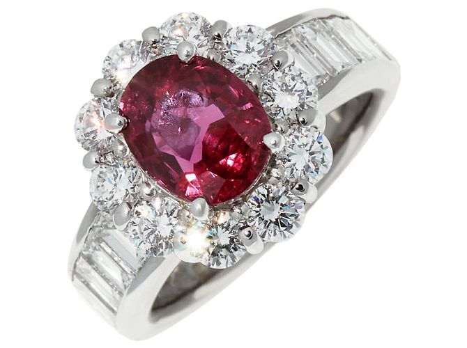 Autre Marque K18WG Ruby 2.18ct Diamond 2.40ct Ring Red
