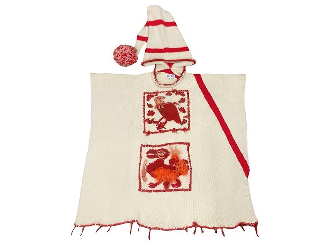 Poncho de lã bordado da coleção Loewe Branco
