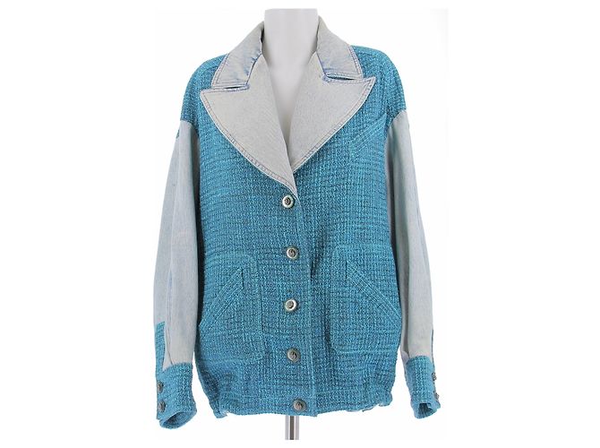 Chanel Jeans- und Tweedjacke Blau