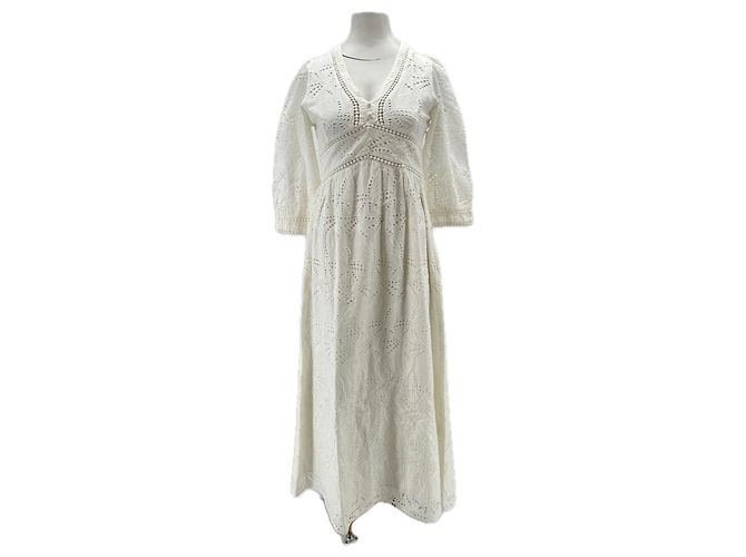 Autre Marque Vestido largo blanco de algodón con bordados MAISON 123