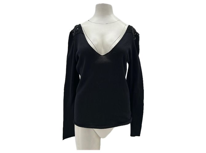 Zadig & Voltaire Schwarzes Top mit Strass auf den Schultern