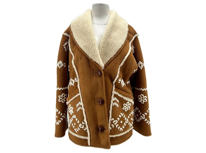 Maje Jacke aus Lammfell Camel Größe 36 Kamel