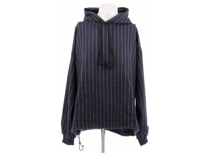 Comme Des Garcons Sudadera con capucha de lana a rayas Azul marino