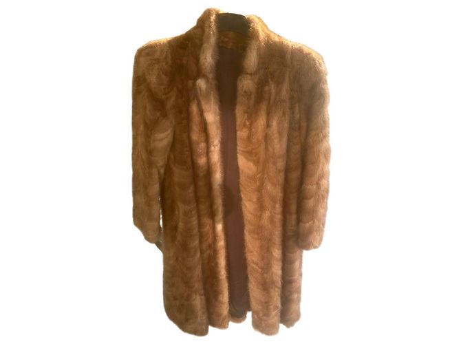 Autre Marque Abrigo largo de piel de visón Castaño Beige Castaña Marrón claro Caramelo