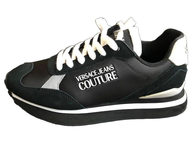 Sneaker Versace Jeans Couture neri in camoscio e nylon Nero Bianco