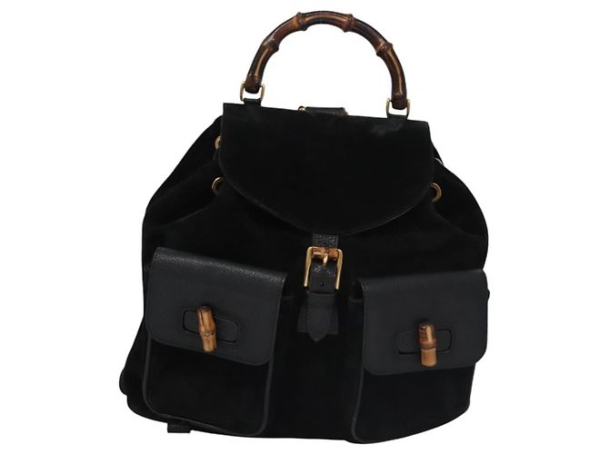 Gucci Vintage Bamboo Suede Medium Black