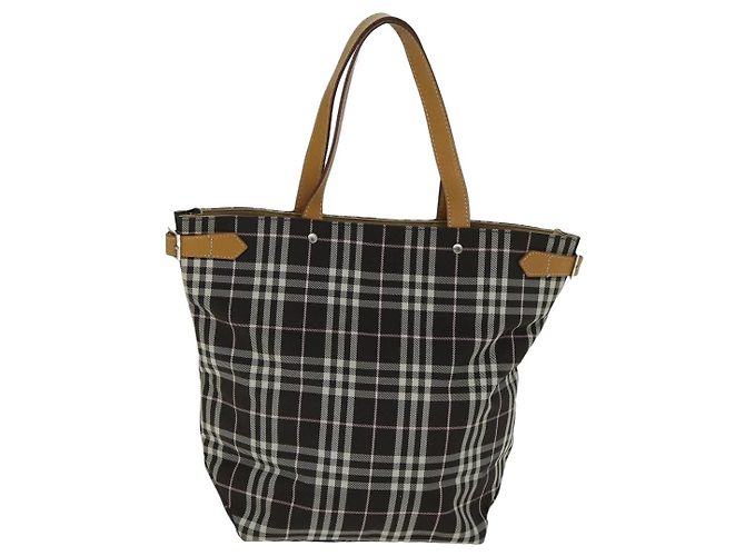 Burberry Nova Check Etichetta Blu Nylon Marrone