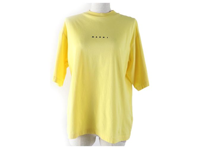 Camiseta de algodón Marni THJE0263P1 Amarillo