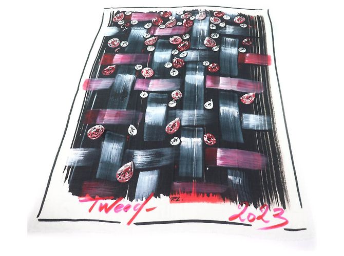 Timeless Cachecol de cashmere e tweed Chanel Multicor