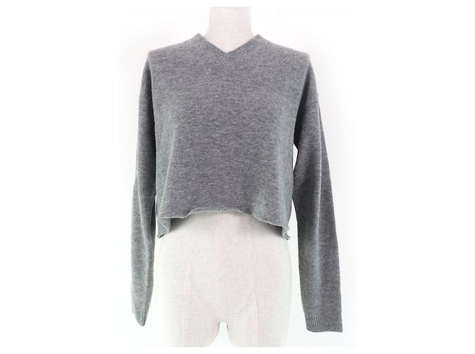 Miu Miu MIUMIU Strickpullover mit V-Ausschnitt Grau