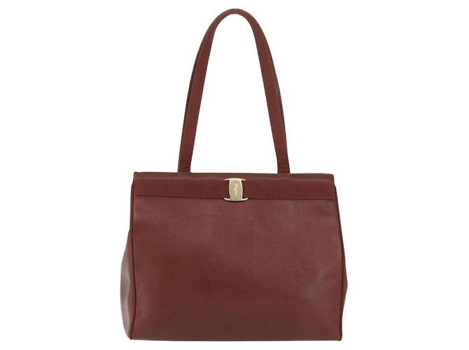 Bolsa Vala em couro estampado Salvatore Ferragamo Marrom