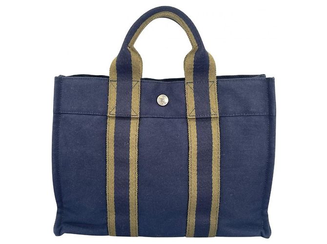 Hermès Tote Bag aus navy Canvas Marineblau