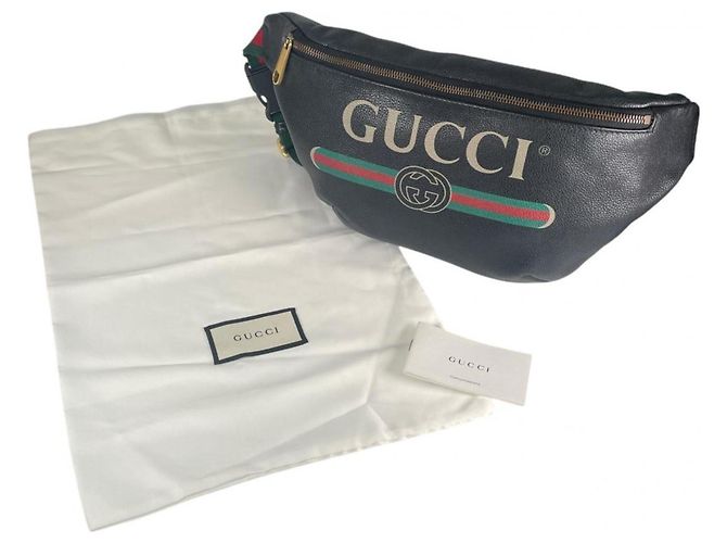 Borsa a tracolla in pelle nera Gucci Nero