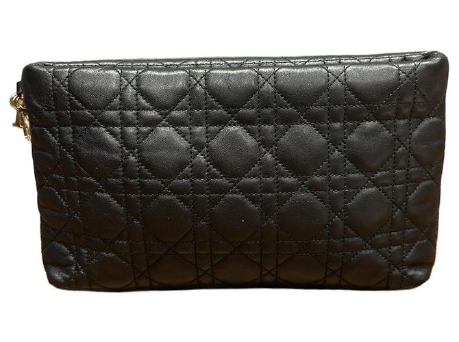 Cannage Leder Tasche Christian Dior Schwarz