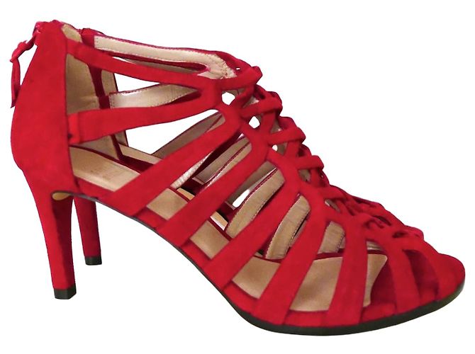 Sandali gladiatore in suede rosso Stuart Weitzman