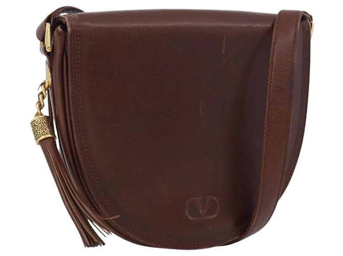 Borsa a Spalla in Pelle Valentino Oro Marrone Auth 170080 D'oro
