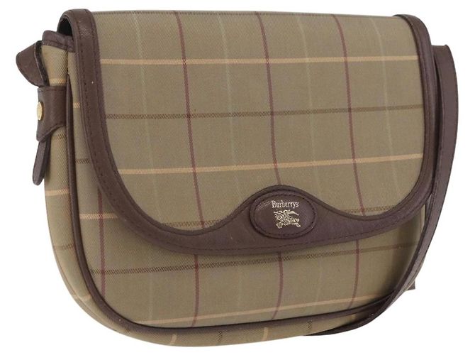 Borsa a Spalla Burberrys Nova Check in Tela Marrone Oro Auth bs33868 D'oro