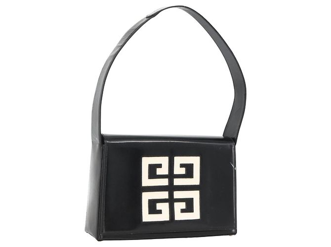 Sac à épaule GIVENCHY Cuir verni Noir Or Auth BSZ308 Doré