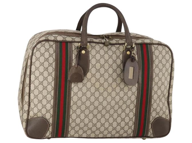Borsa GUCCI GG Supreme Web Sherry Line PVC Beige Oro Auth 173669 D'oro
