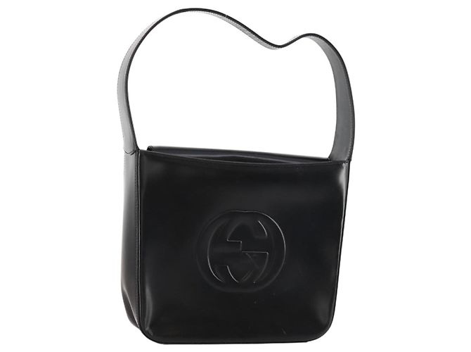 Borsa Interlocking GUCCI Pelle lucida Nera Argento 000 2023 0506 Auth fm5110 Nero