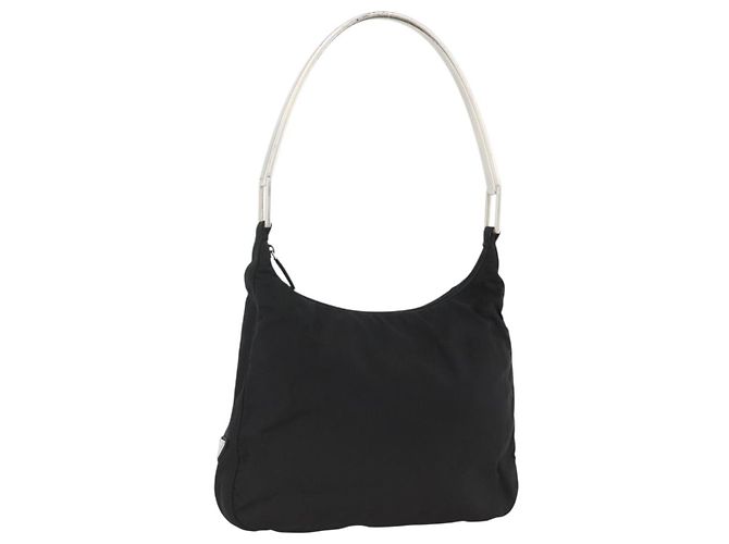 Borsa a Spalla PRADA Nylon Nero Argento Autentica 174544