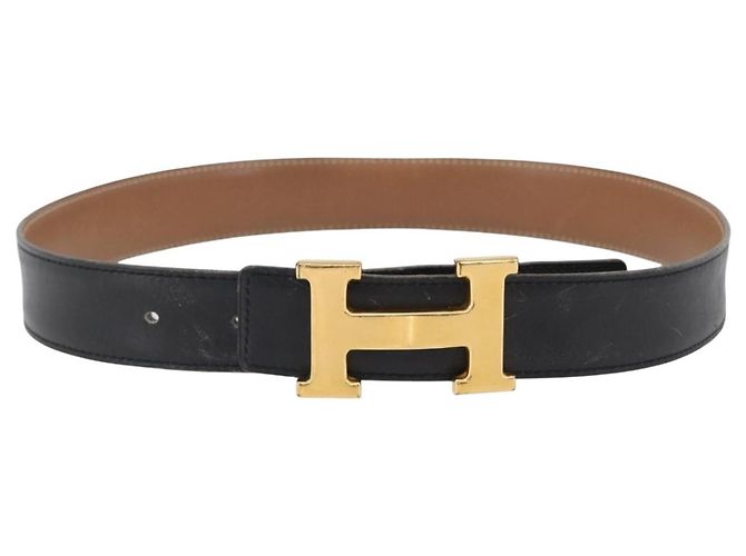 Hermès HERMES Constance Wende-Gürtel Leder 30,7"" Schwarz Auth BSZ096