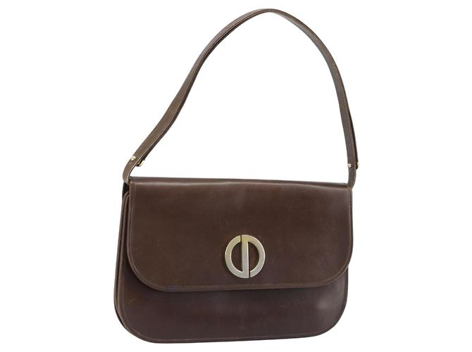 Borsa a Spalla Christian Dior in Pelle Marrone Oro Auth ep13755 D'oro