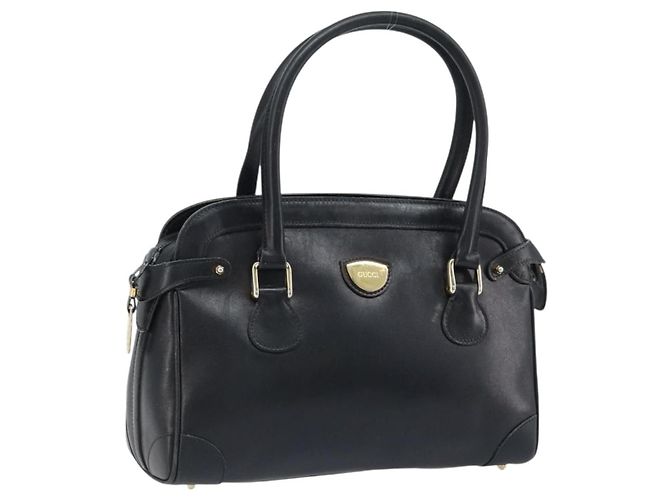 Gucci Borsa a mano in pelle nera e oro Auth BSZ350 Nero D'oro