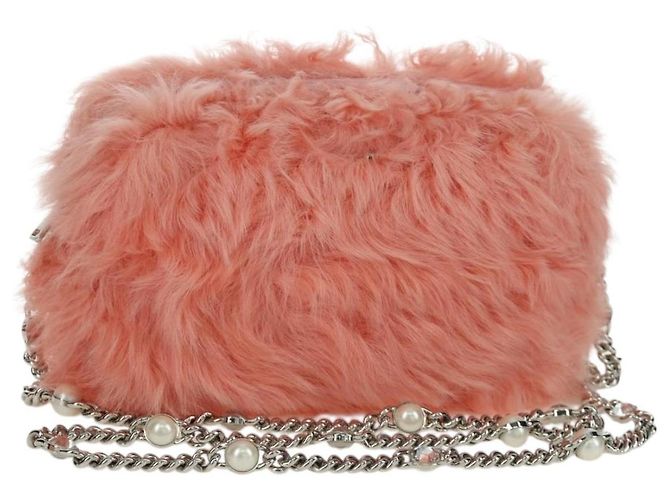 Bolsa de Ombro Miu Miu com Corrente de Pele Rosa Prata Auth ARZ527M