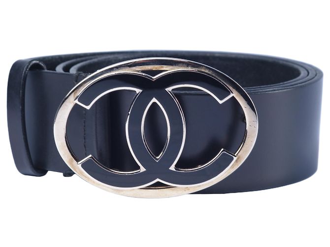 Timeless Chanel 2007 Interlocking CC Logo Belt Black