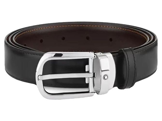 Montblanc REVERSIBLE HORSESHOE BELT 30 MM IN LEATHER Brown Black
