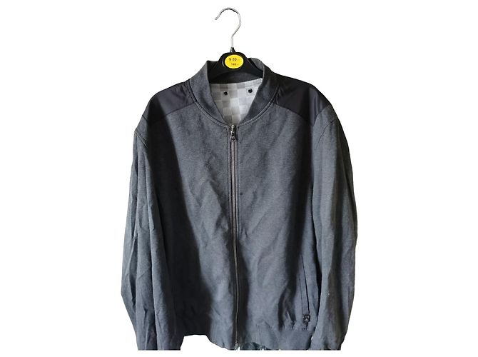 Louis Vuitton Aviator Jacket Grey Checkerboard Satin Nylon Cotton