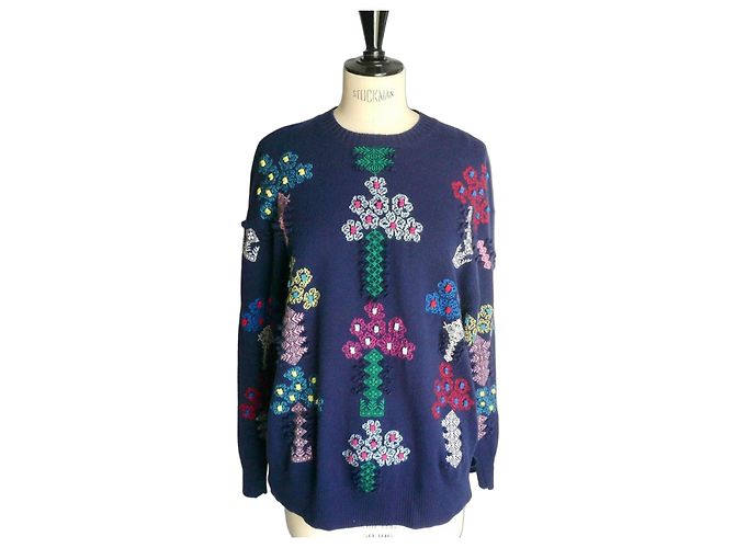 BARRIE Pull marine cachemire TS TBE Bleu Marine