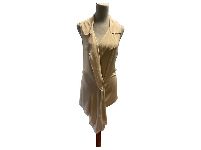 Colete drapeado sem mangas bege Donna Karan